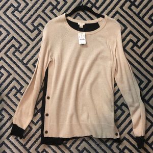 J Crew (s) tan/black sweater (new w/ tags)